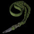 The Condor Adder Double Bungee 1-Point Sling is a green tactical nylon sling with a plastic buckle, metal clip, adjustable straps, and elastic bungee sections for flexibility.